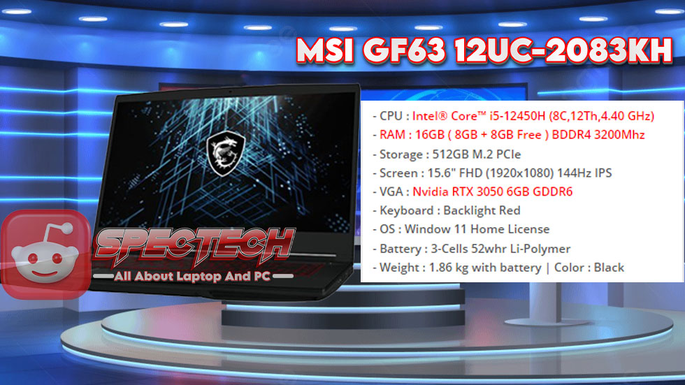 Spesifikasi dan Keunggulan Laptop MSI GF63 12UC-2083KH