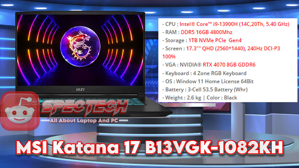 Spesifikasi dan Performa MSI Katana 17 B13VGK-1082KH