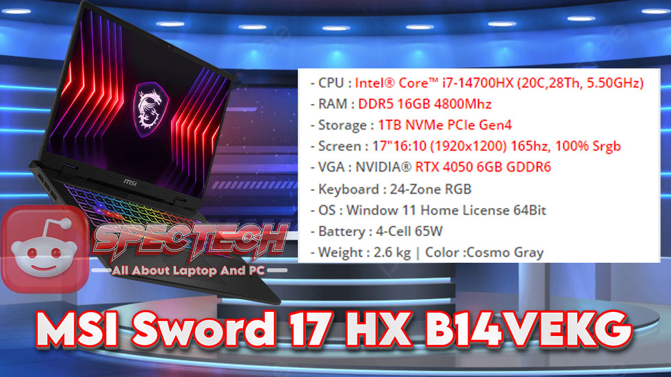 Spesifikasi dan Performa Laptop MSI Sword 17 HX B14VEKG