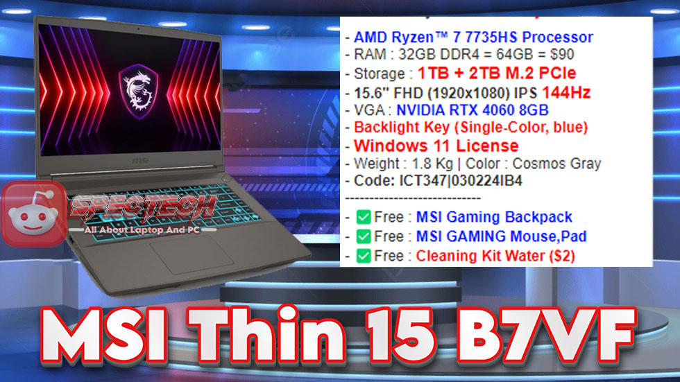 Spesifikasi dan Performa Laptop Gaming MSI Thin 15 B7VF