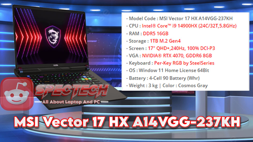 Spesifikasi dan Performa Laptop MSI Vector 17 HX A14VGG