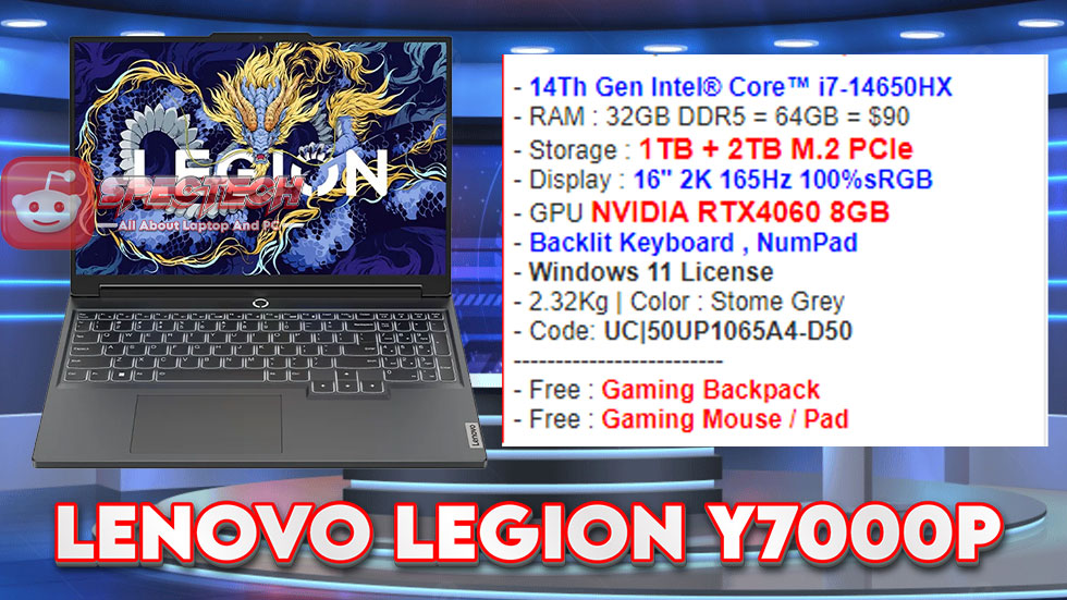 Spesifikasi dan Performa LENOVO LEGION Y7000P Gaming