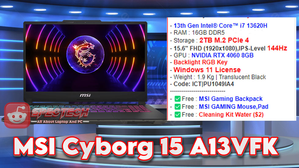 Spesifikasi dan Performa Gaming Laptop MSI Cyborg 15 A13VFK